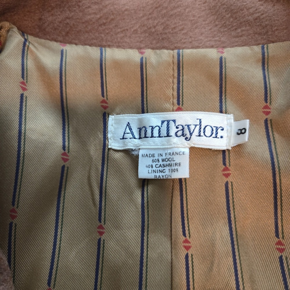 Ann Taylor Overcoat Womens Size 8 Brown Wool Cashmere Blend Lined Classic Coat - Picture 9 of 13